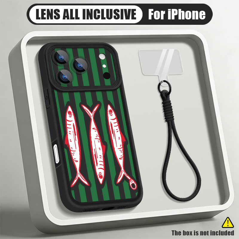Lanyard Phone Strap - Sardientjes-krab-patroon met riemhoesje voor iPhone 17