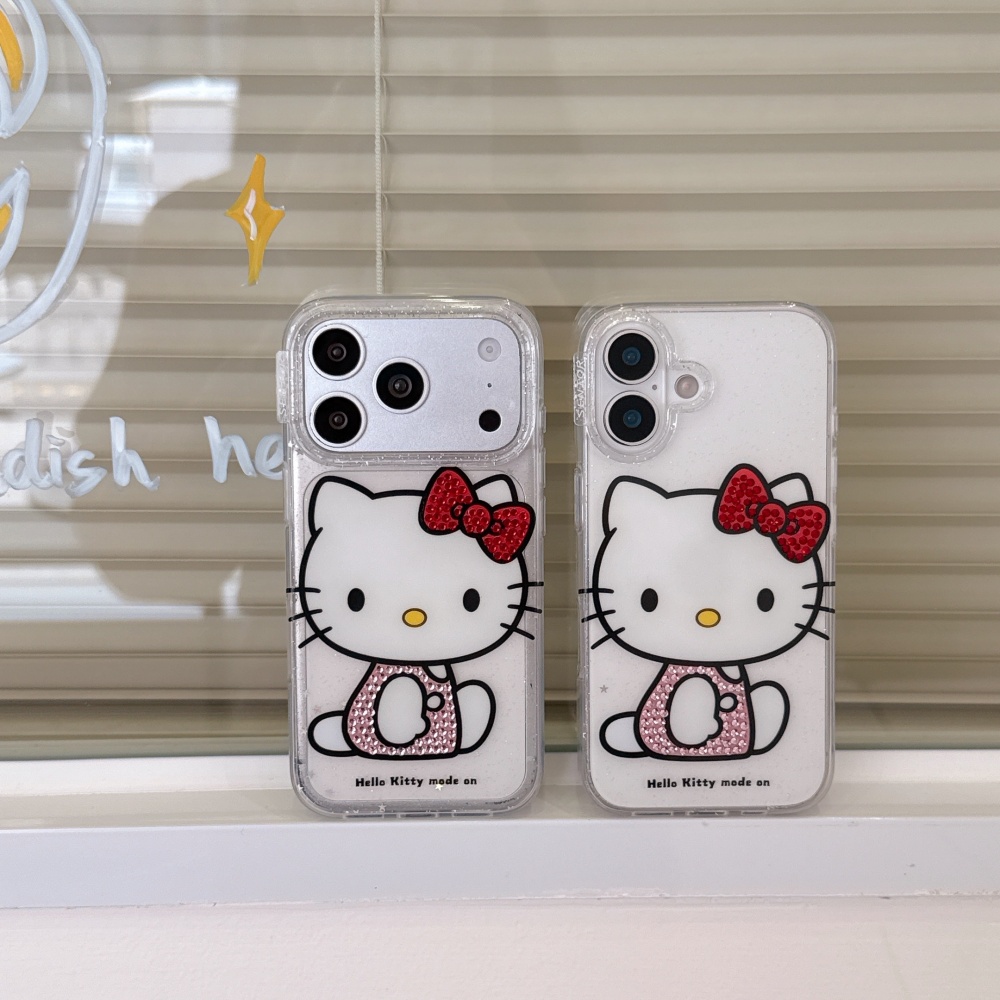Phone Accessories Red - Schattige 3D strass steentjes KT telefoonhoesje