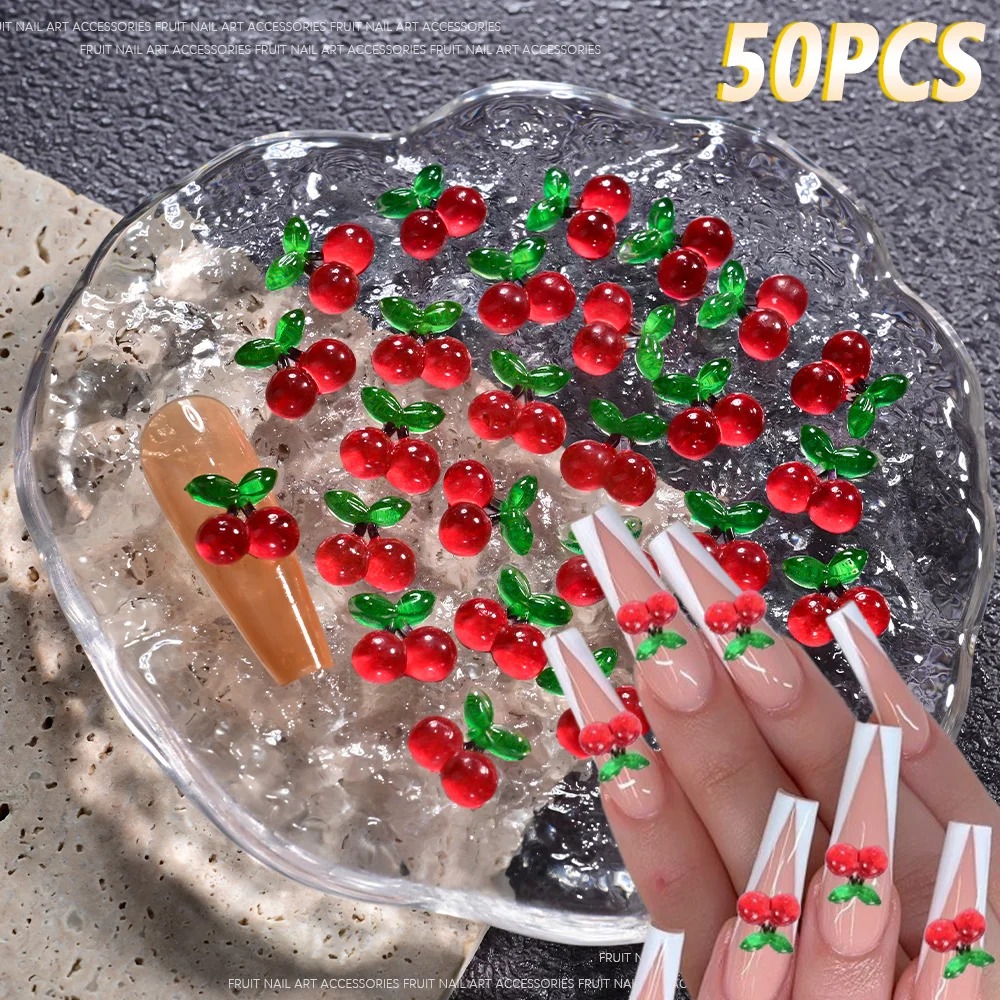 Phone Accessories Red - 100 stuks 3D rode kersen nagelcharms