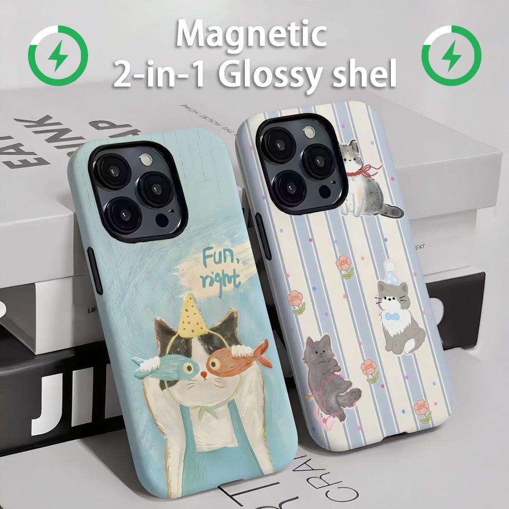 Apple Iphone 15 Pro Max - Leuke katten en honden Telefoonhoesje Magnetisch