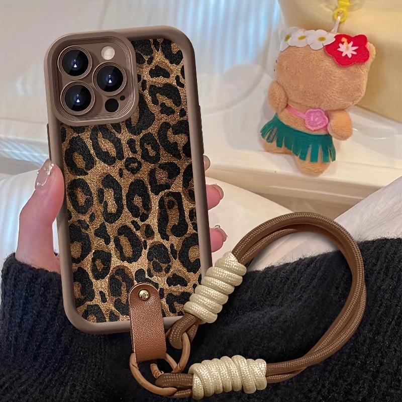 Lanyard Phone Strap - Telefoonhoesje met polsbandje en luipaardprint voor