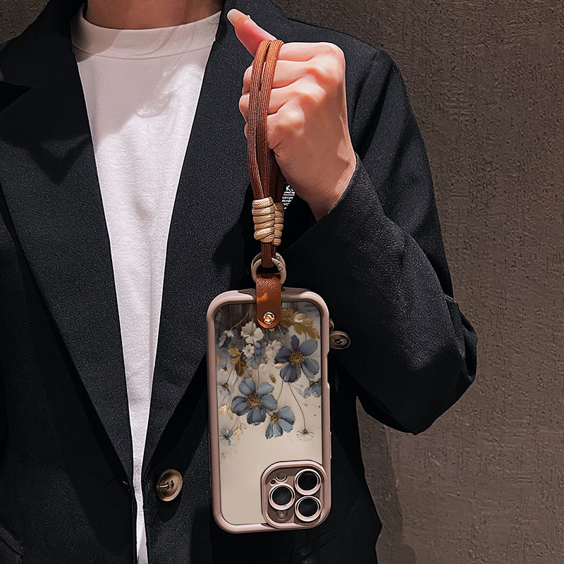Blauwe bloemen lanyard bandje  - Lanyard Phone Strap recensie en prijs