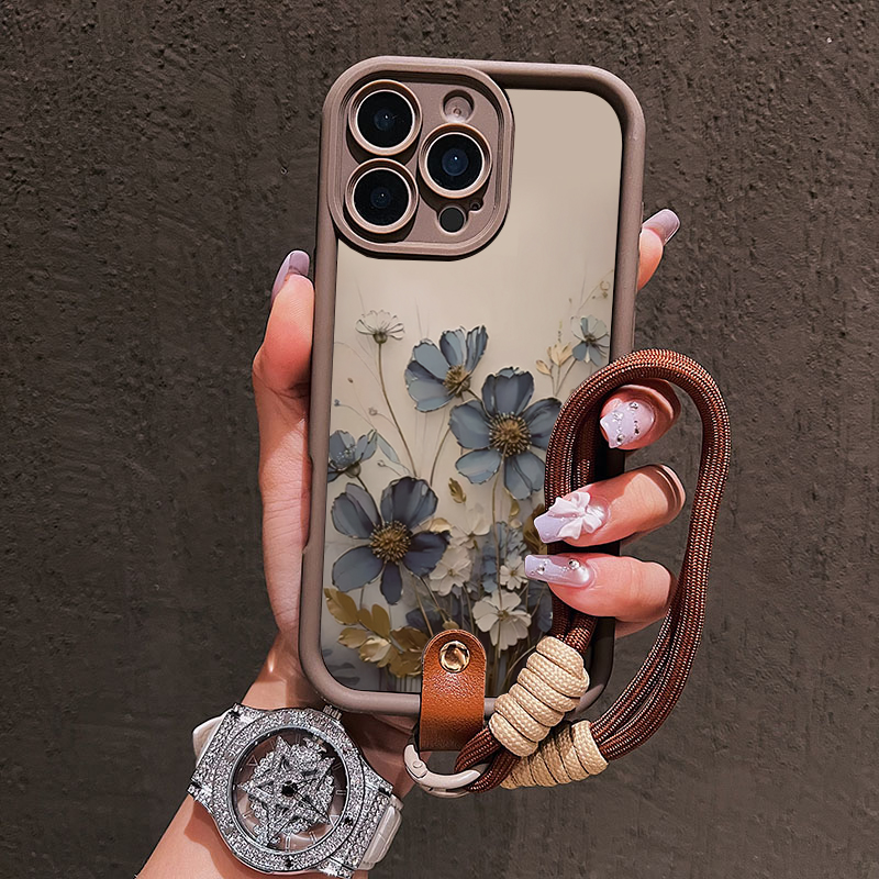 Blauwe bloemen lanyard bandje  - Lanyard Phone Strap recensie en prijs